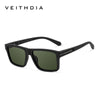 Black square polarized sunglasses with olive green lenses shown against a white background.