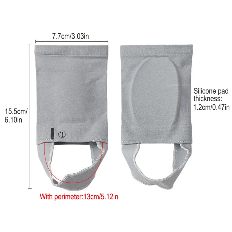 Gray silicone arch support insoles with a silicone pad thickness of 1.2cm