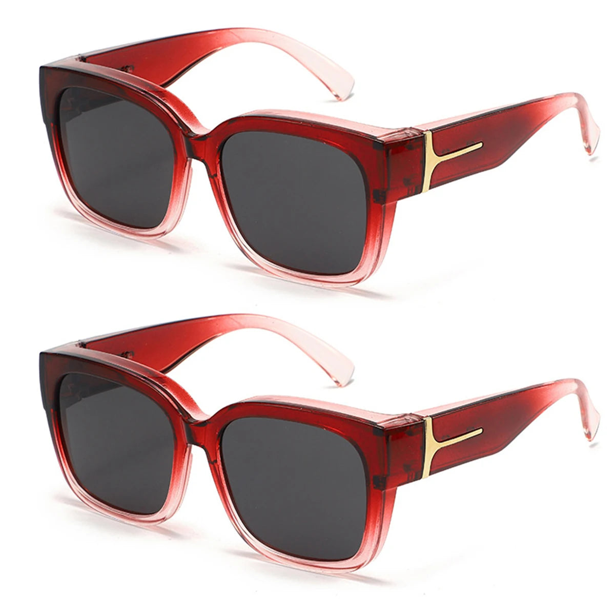 A pair of oversized polarized sunglasses with reddish-brown frames and dark lenses.