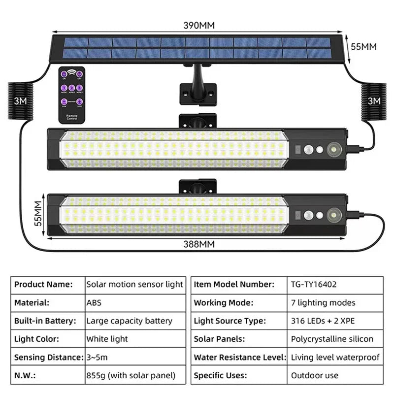 Solar-Powered Motion Sensor Wall Light with Remote Control