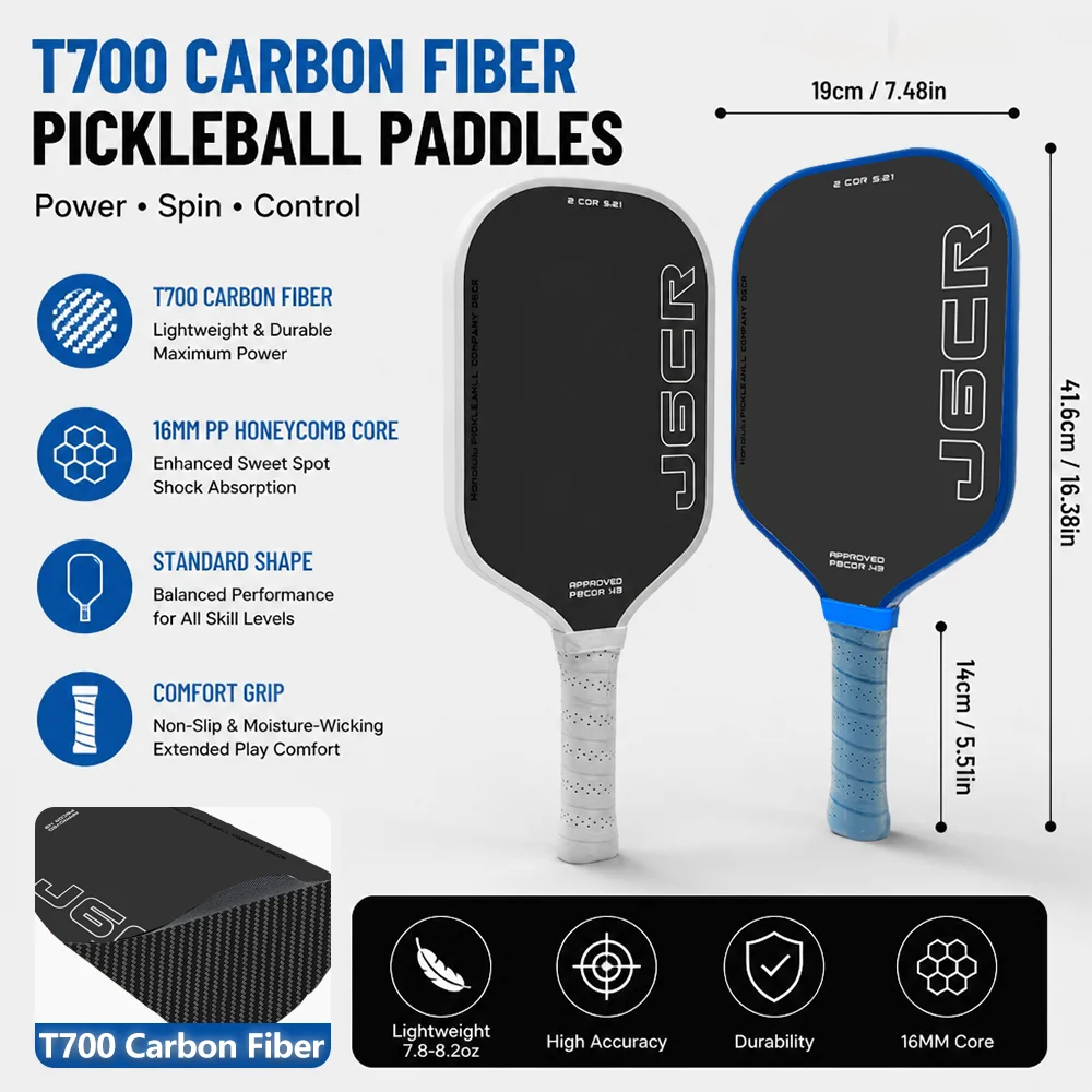 JJC R T700 Carbonfaser-Pickleballschläger mit Griff und Core-Funktionen