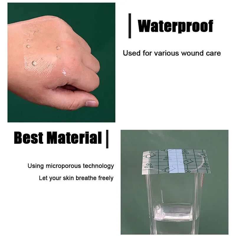 Eine Hand trägt eine wasserdichte Folie auf die Haut auf, was ihre Verwendung in der Wundversorgung und die besten Materialei