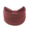 A maroon fabric headband or hair wrap tied in a bow, shown flat.