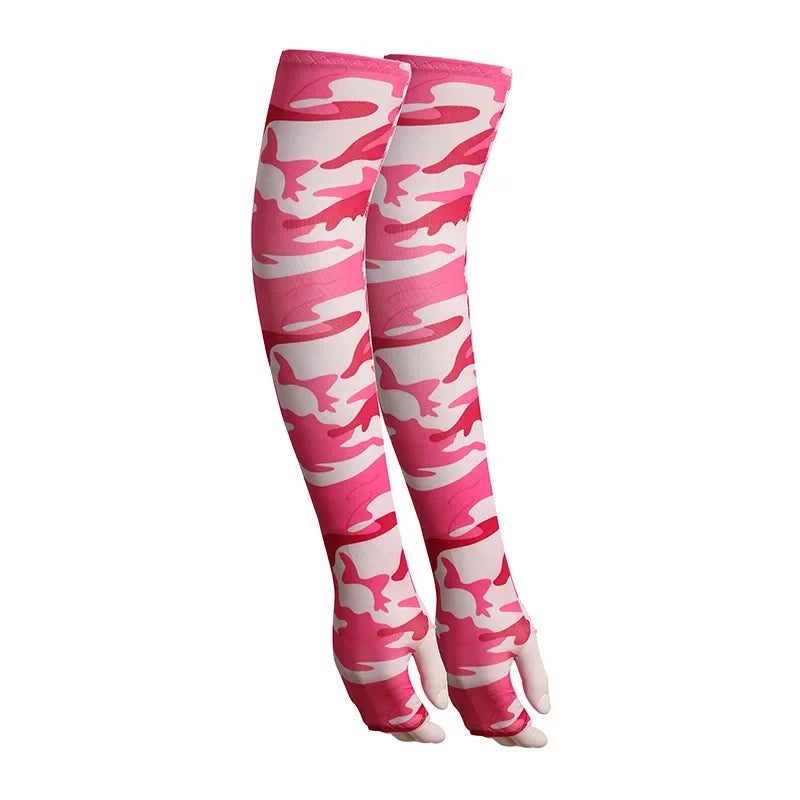 Paar rosa Tarn-Armschuhe zum Kühlen für Sport und Outdoor-Aktivitäten