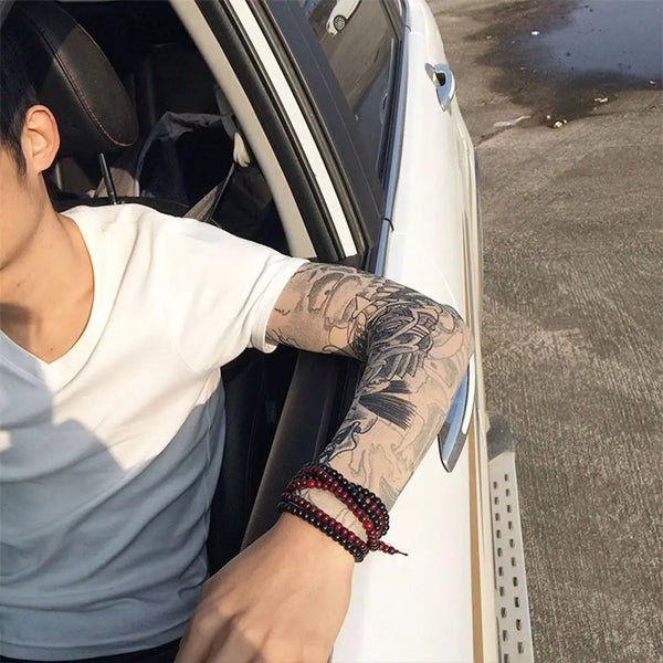 Cooling UV Protection Arm Sleeves with Tattoo Design