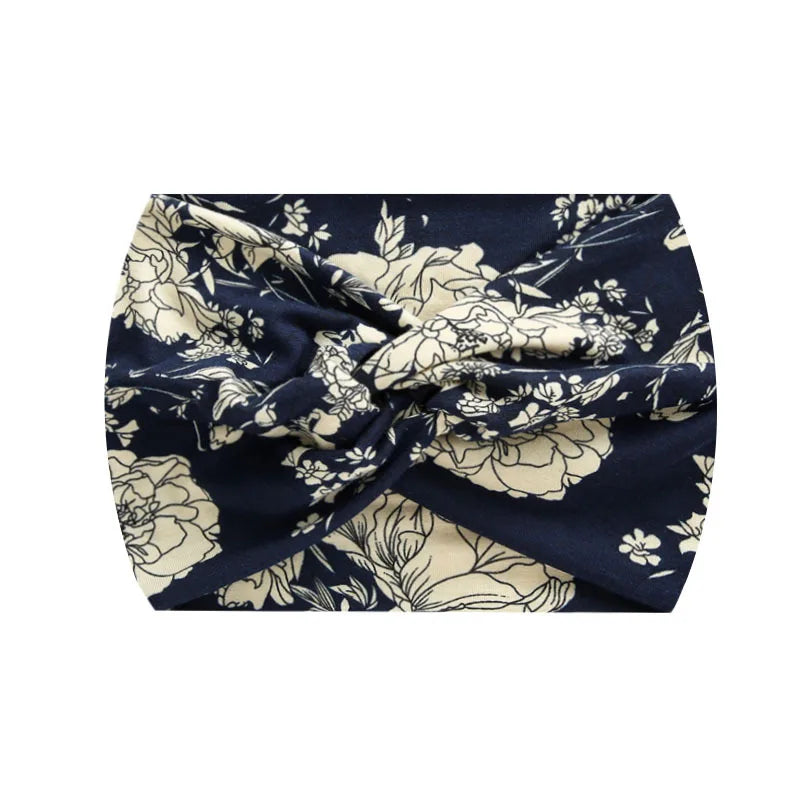 Élastique de sport bleu marine à motif floral, plié