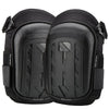 A pair of black heavy duty gel knee pads shown side by side.