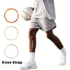 A knee strap brace is shown alongside various sized rings, demonstrating the product for stabilization.