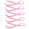 A pack of five pink elastic silicone sports headbands.