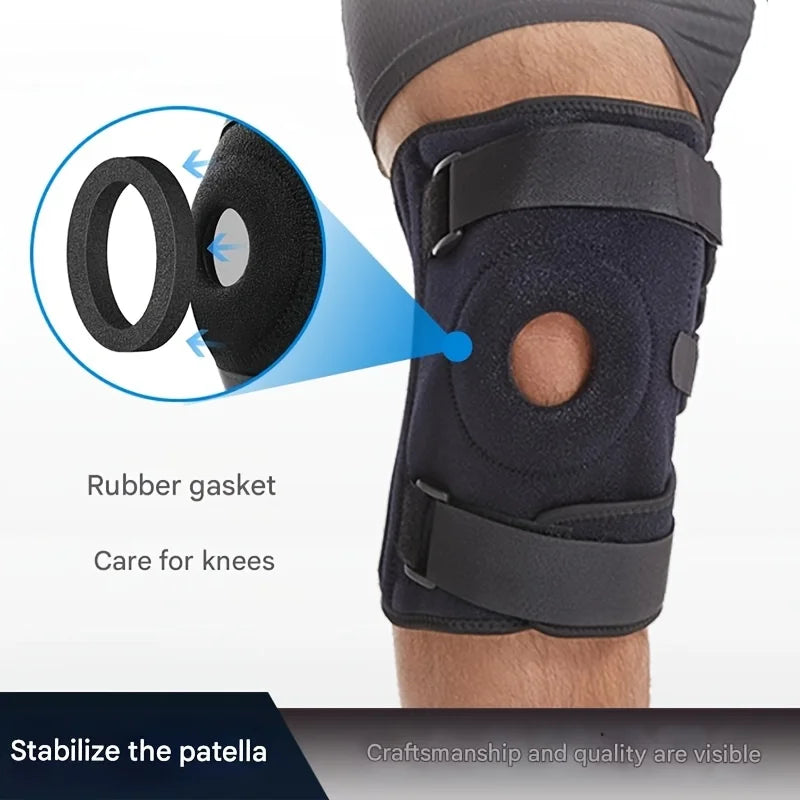 Schwarze, extra große Kniebandage mit Gummierung und Design zur Kniestütze.