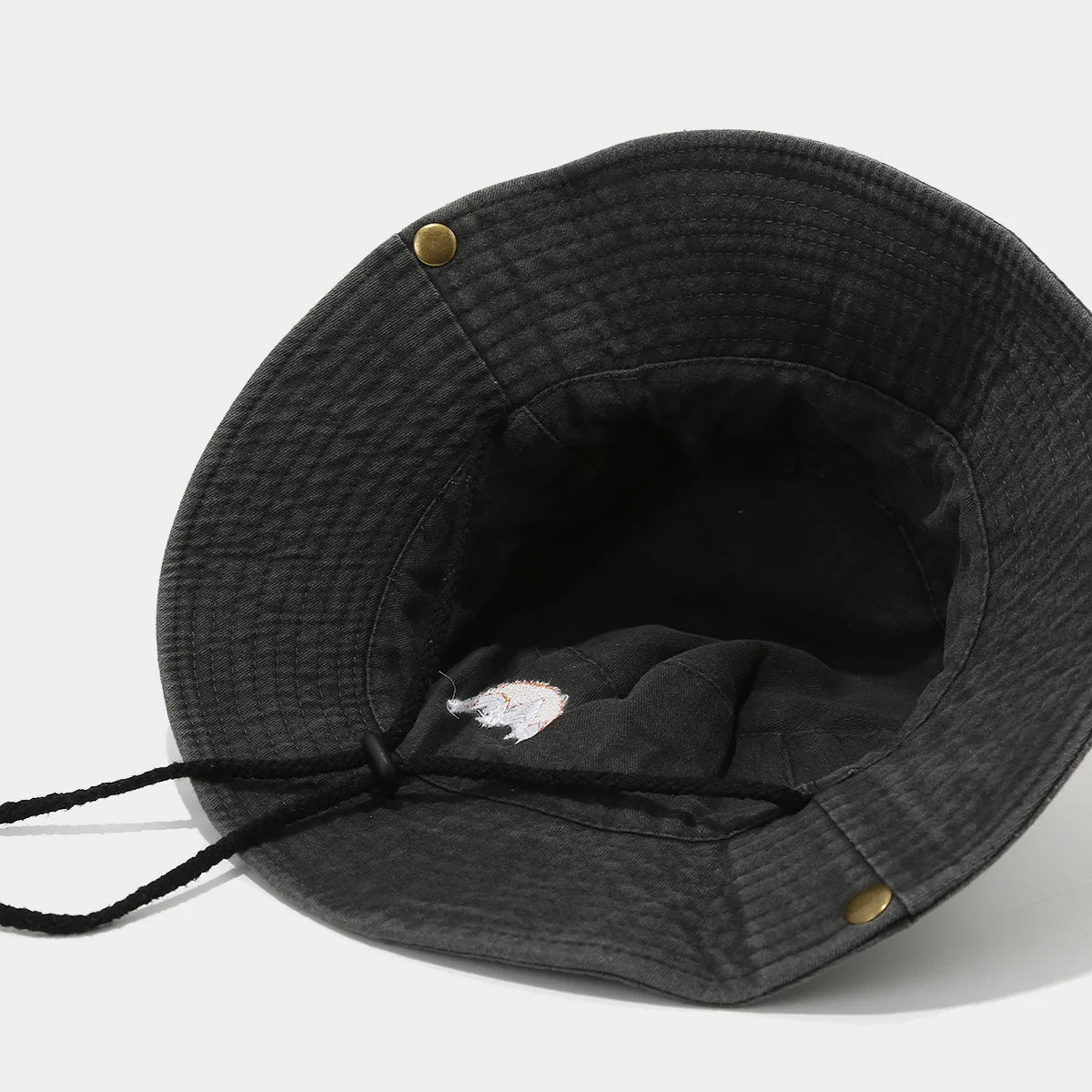 Washed Cotton Bucket Hat with Embroidery – Unisex Wide Brim for Outdoor Adventures