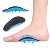 Orthopedic EVA arch support insoles shown in various angles on a foot.