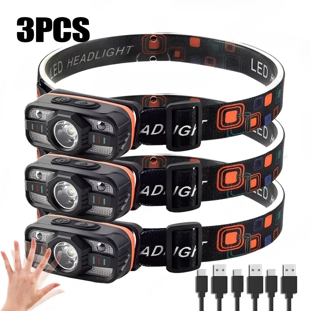 USB Rechargeable LED Headlamp with 6 Lighting Modes