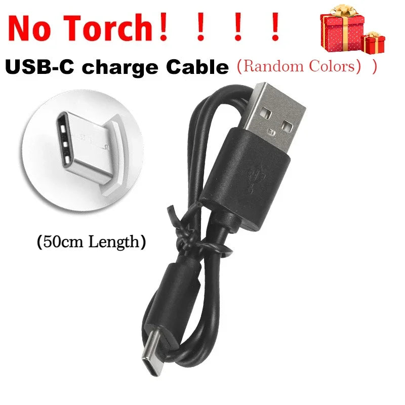 Black USB-C charge cable for an LED headlamp with a sensor.