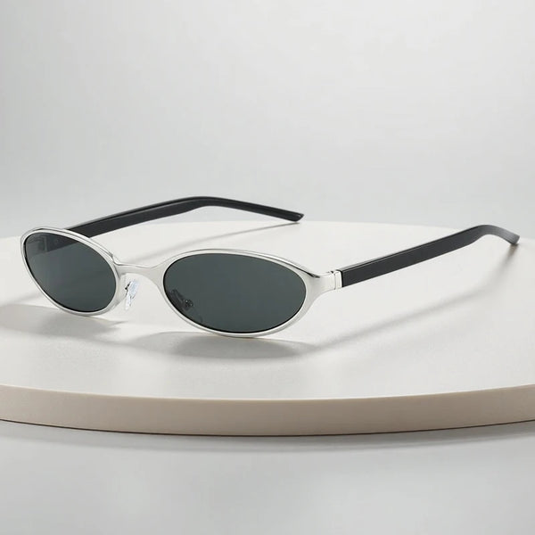 Retro Oval Sunglasses with Slim Metal Frame