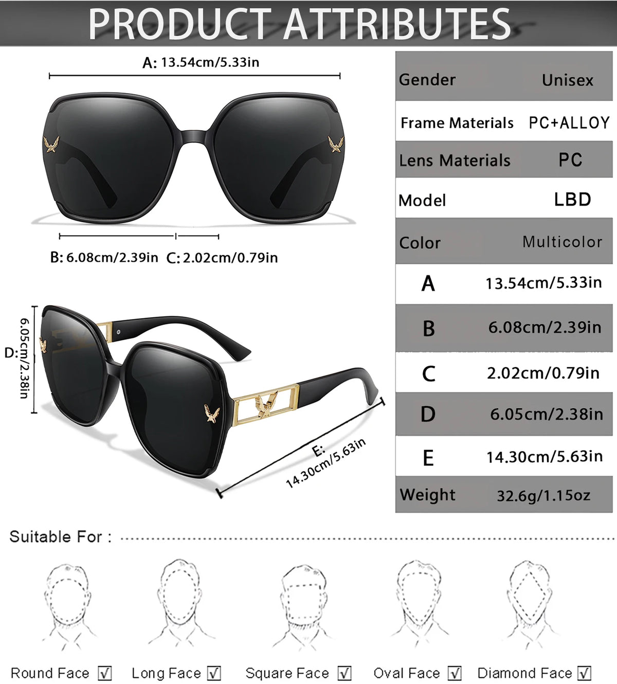 Classic Square UV400 Sunglasses for Men and Women