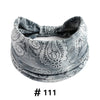 Gray boho print cotton headband tied in a knot