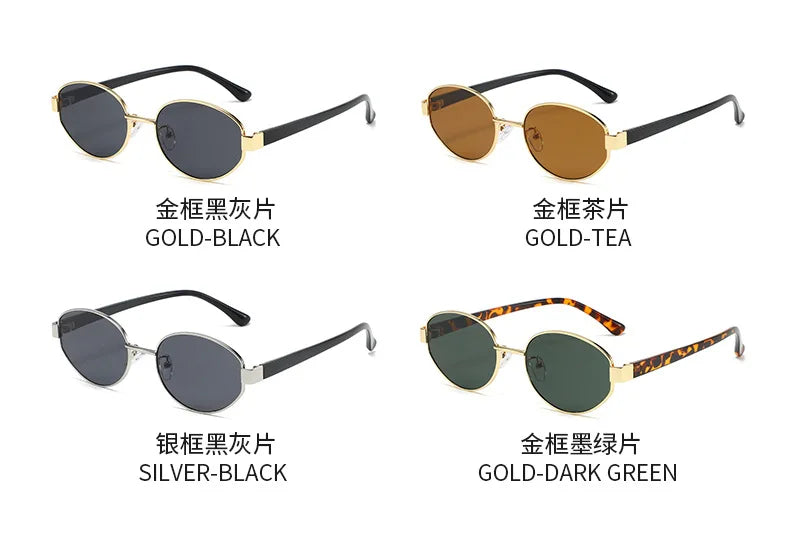 Retro Oval Metal Sunglasses with UV400 Protection