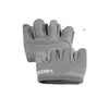 Gray ergonomic anti-slip gym lifting gloves shown from the palm view.