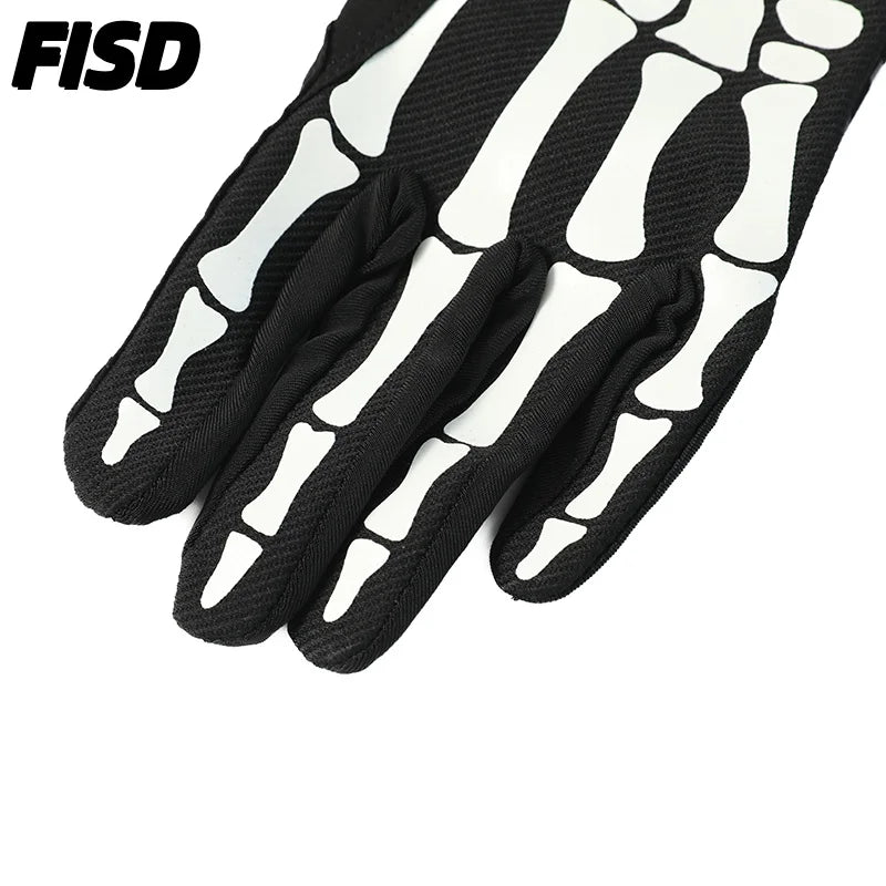 A close-up view of a black tactical grip glove with white segmented palm pads.