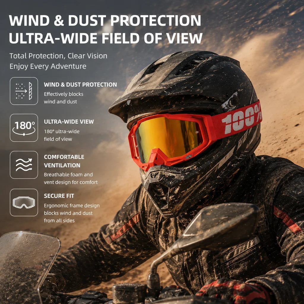Windproof Off-Road Motorcycle Goggles with Anti-Fog Coated Lenses