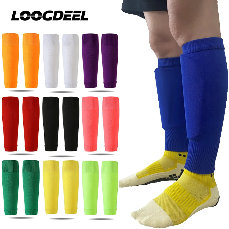 A variety of compression sleeves and socks in various colors are displayed, showing different lengths and styles.