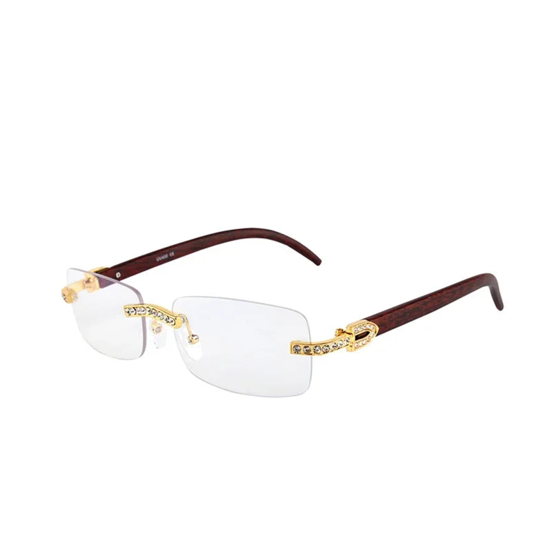 Gafas sin aro vintage con cristales, montura marrón y lentes transparentes