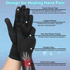 Black copper infused healing gloves designed for hand pain relief featuring touch screen tips and non-slip strips