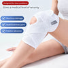 White elastic knee pads designed for knee problems, showing features like meniscus damage protection and stabilized joint sup