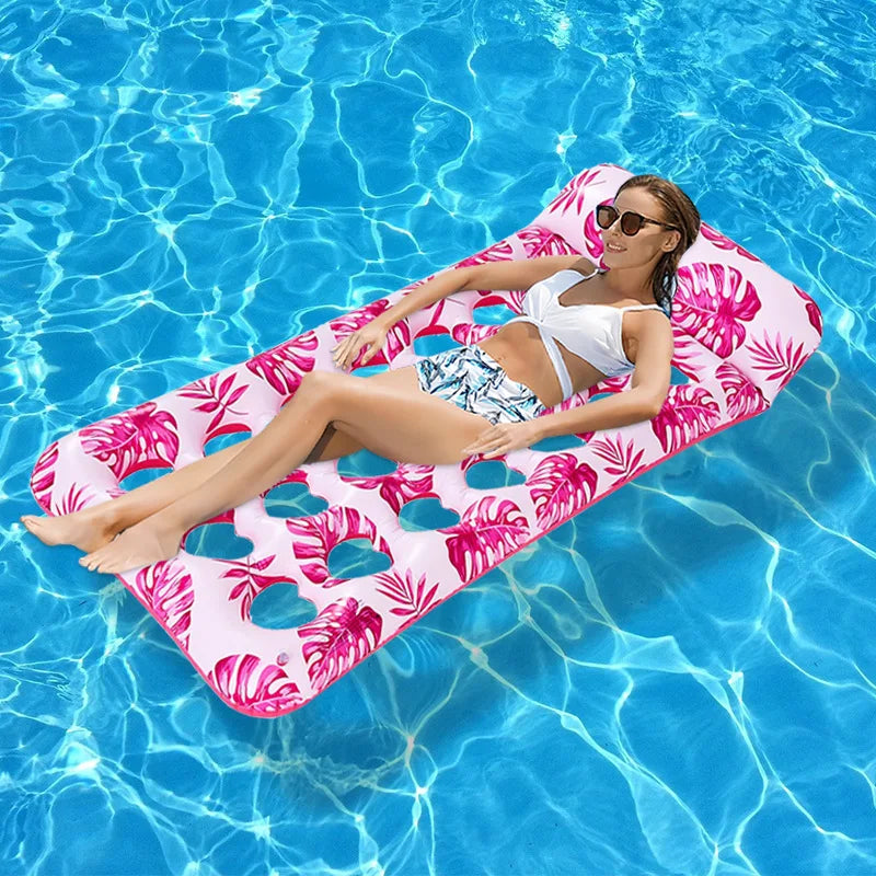 Striped Inflatable Pool Hammock for Adults