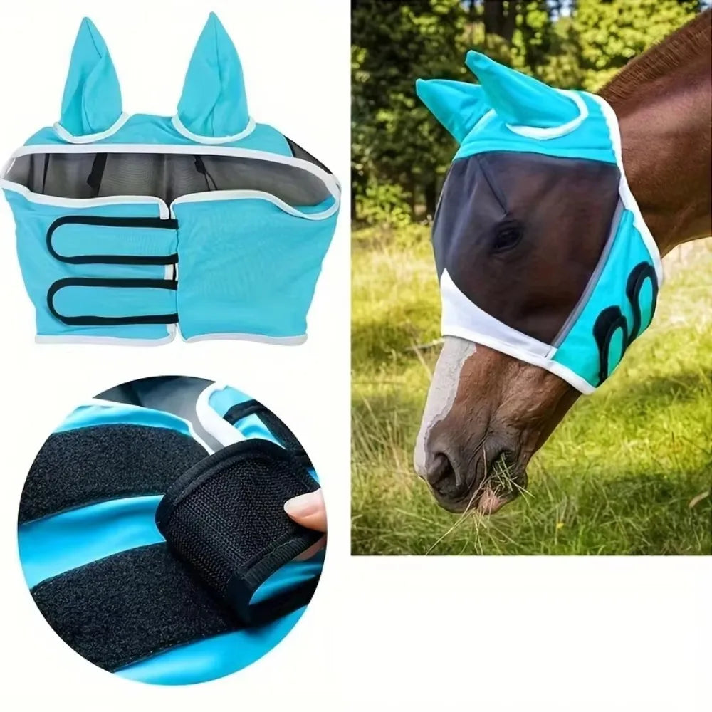 Breathable Horse Fly Mask with Adjustable Mesh
