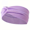 Purple knotted elastic sports headband for workouts and everyday wear