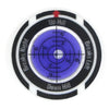 A precision golf ball marker and slope meter with concentric rings indicating up hill and down hill angles.