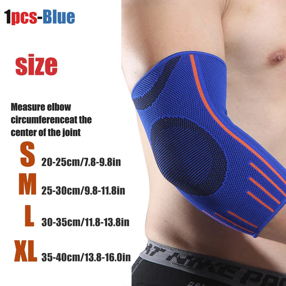 Blue elbow compression sleeve for support and recovery