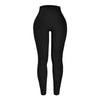 Leggings de yoga noirs à tricot uni, vue de face.