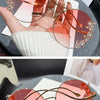 Women's Rhinestone Oversized Round Sunglasses with UV400 Protection