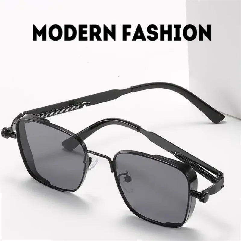 Vintage Steampunk Square Sunglasses with Metal Frame
