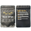 A package of nasal strips with instructions for use is shown on a black background.