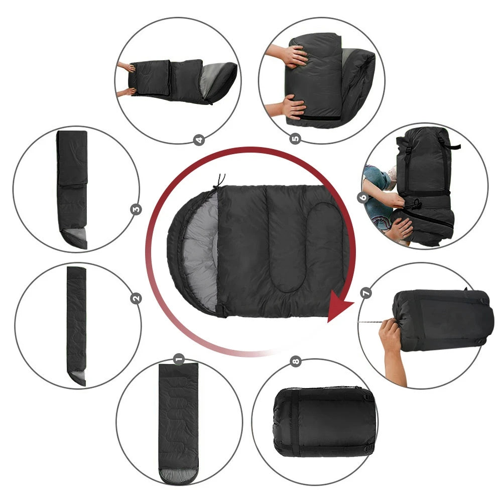 Envelope Cotton Sleeping Bag for 3-Season Camping