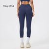Marineblaue, nahtlose Yoga-Leggings mit hoher Taille, gezeigt an einem Modell.