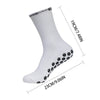 White performance sports gripping socks shown from the side with measurements.