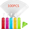 Paquete de 100 bolsas desechables para moldear paletas de colores: rojo, rosa, azul, amarillo y verde.