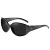Black diamond-inlaid polarized sunglasses for women with UV400 protection