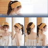 Close-up views of a beige faux fur and acrylic hair accessory worn in various hairstyles.