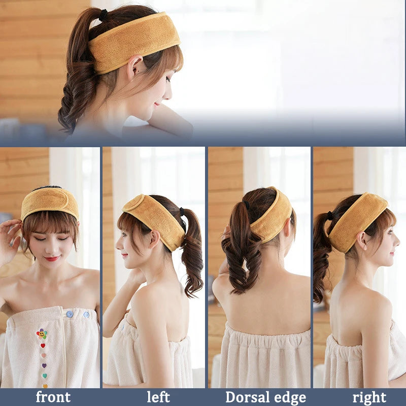 Close-up views of a beige faux fur and acrylic hair accessory worn in various hairstyles.