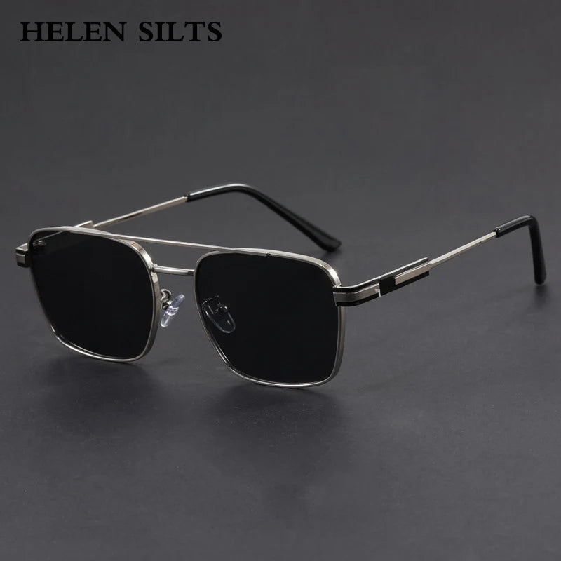 Square Metal Sunglasses with UV400 Protection