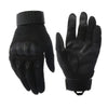 A pair of black tactical full finger outdoor gloves shown against a white background.