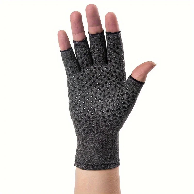 Fingerless breathable gloves in gray mesh for outdoor and typing use