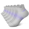 A stack of light gray breathable mesh ankle socks for running and fitness