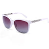 White cat eye polarized sunglasses with silver detailing and UV400 protection